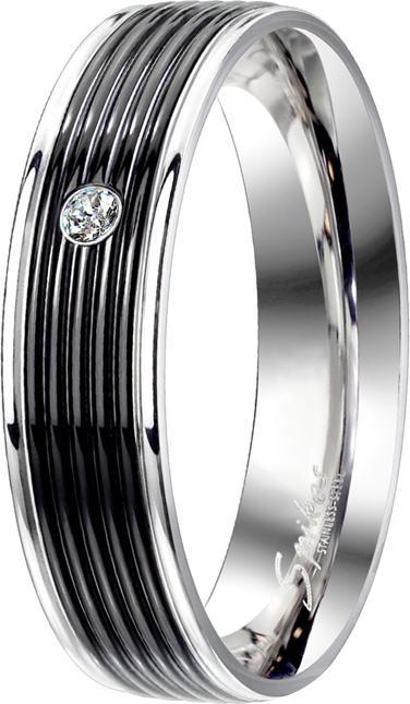 Actual product image Star Piercing Ring silver with crystal and black grooves (Surgical steel 316L, without brass)