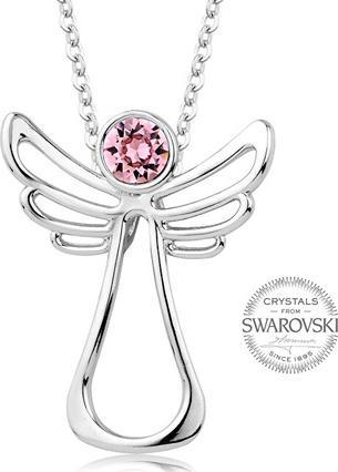 Levien Guardian Angel Pink Crystal Necklace (L)