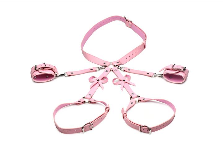 Actual product image XR Brands Bondage Harness w/ Bows XL/2XL - Pink