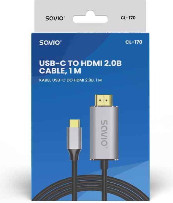 Produktbild Savio USB C — HDMI (Typ A) (1 m, HDMI)