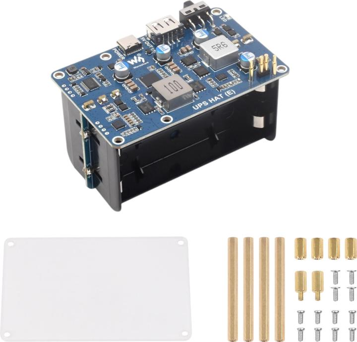 Actual product image WaveShare UPS HAT (E) 6A 4x21700 battery board for Raspberry Pi 5/ 4B/ 3B+