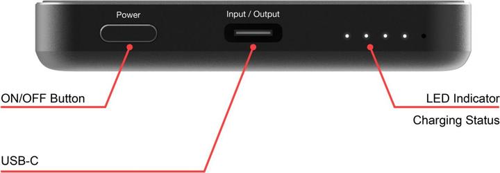 Actual product image Verbatim Charge 'n' Go Essentials Power Bank Magnetic Wireless 5000mAh Black (5000 mAh, 20 W, 18.50 Wh)