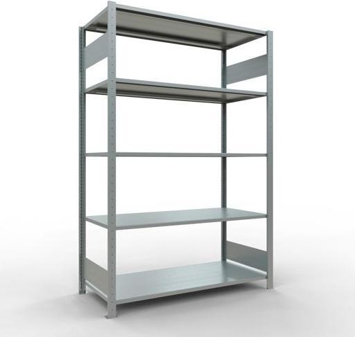 Sistema di scaffalature di base senza viti MULTIplus150 con ripiani di lunghezza