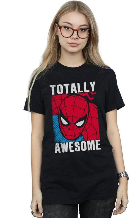 Actual product image Spiderman Womens/Ladies Totally Awesome Cotton Boyfriend T-Shirt (L)
