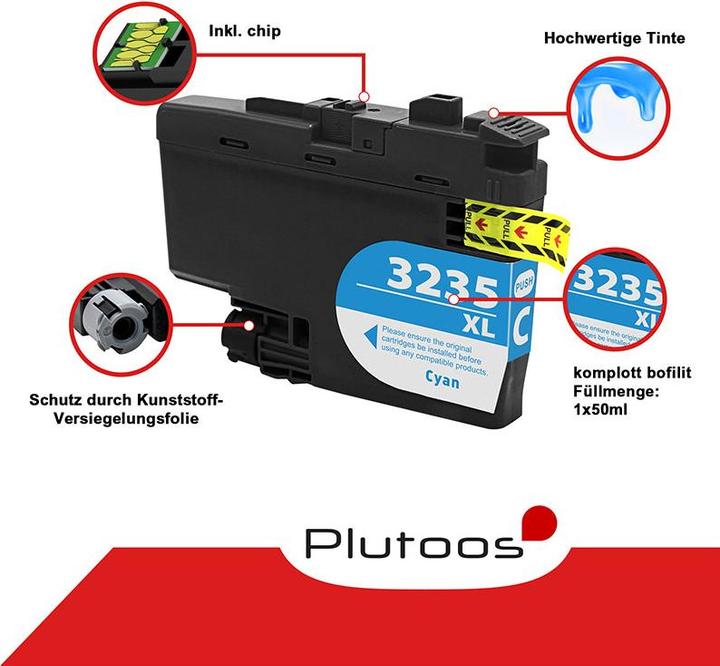 Actual product image Plutoos Brother LC-3235 Cartridge XXL compatible, Cyan LC-3235XLC (C)