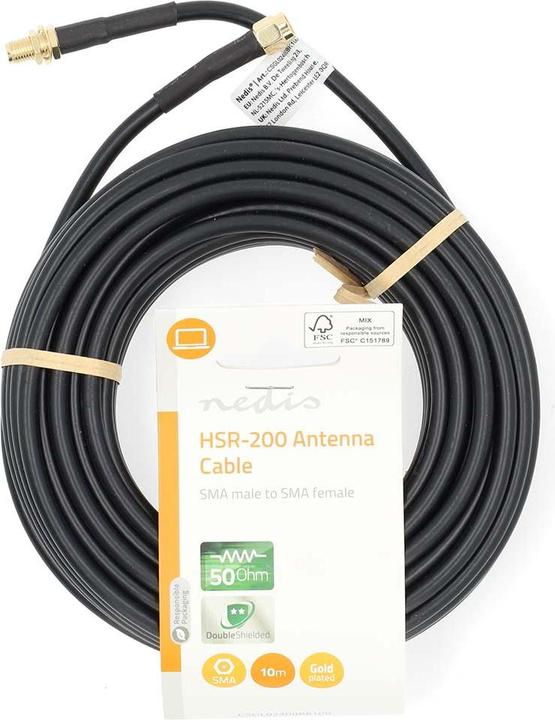 Image du produit Nedis Câble d'antenne - SMA mâle - SMA femelle - plaqué or - 50 Ohm - double blindage - 10.0 m - R (50 dB, Câble d'antenne)