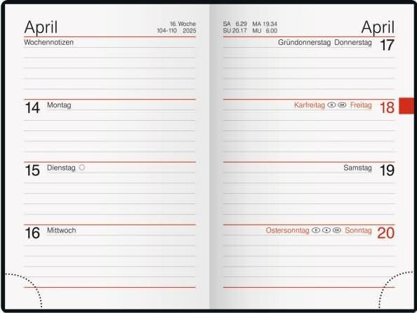 Image du produit Rido Calendrier de poche Partner Industrie I 7,2x11,2cm 1 semaine/page simili-cuir noir Heart 2025 (Allemand)