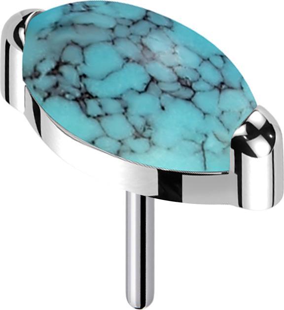 Produktbild Star Piercing Threadless silber Ovaler Türkis Stein (Mineralisch, Titan G23, ohne Messing)