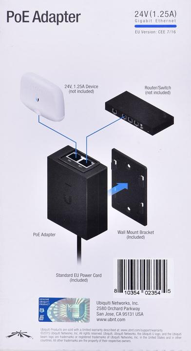 Immagine prodotto Ubiquiti PoE Injector (PoE-in passivo a 24 V, 30 W)