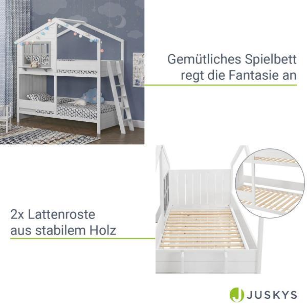 Immagine prodotto Juskys Casa dei sogni con letto a soppalco per bambini con tetto e scala (90 x 200 cm)