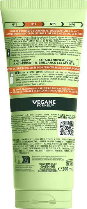 Nutritional values and ingredients Garnier Fructis Keratin Sleek (200 ml)