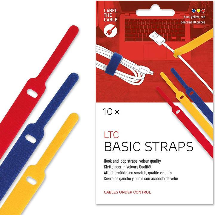Immagine prodotto Label-the-cable LTC BASIC 10 Raccoglitore con gancio e anello di alimentazione rt, gb, bl (Fascette in velcro, 170 mm, 10 pz.)
