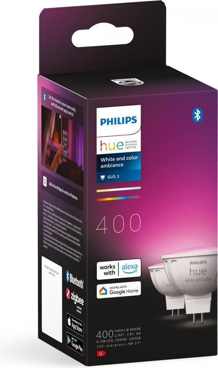 Actual product image Philips Hue White & Colour Ambiance (GU5.3, 6.30 W, 400 lm, 2 x, G)