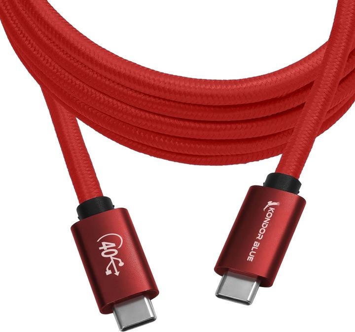 Actual product image Kondor Blue THUNDERBOLT 4 USB 4.0 TYPE C CABLE BLAZING 40G SPEEDS 5A 100W STRAIGHT 6 FT (Cardinal Re (1.83 m, USB 4.0)