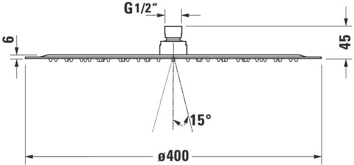 Nährwerte und Zutaten Duravit Kopfbrause 1 jet, 400 chrom (1 Strahlarten, 25.50 l/min)
