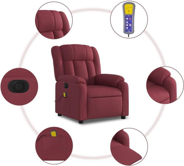 Immagine prodotto VidaXL Poltrona massaggiante Poltrona elettrica Poltrona TV Poltrona relax Tessuto rosso vino