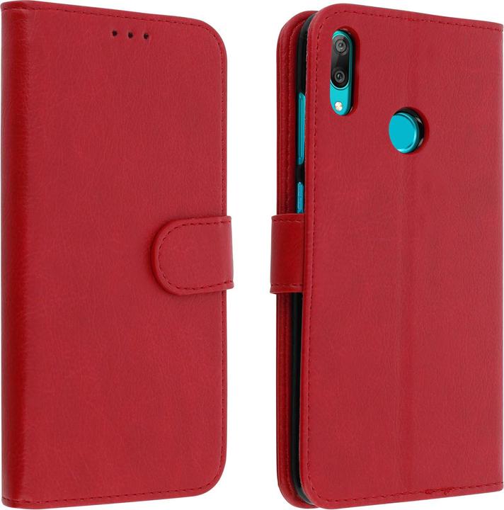 Image du produit Avizar Portefeuille Flip Cover, étui à rabat en similicuir pour Huawei Y7 2019 - Rouge (Huawei Y7 (2019))