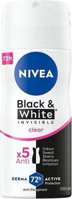 Actual product image NIVEA Black & White Invisible Clear Antiperspirant Spray 100ml (Spray, 100 ml)