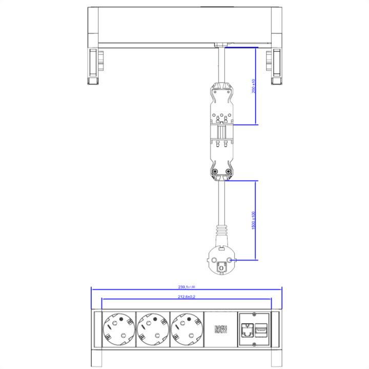 Produktbild Bachmann DESK2 - 3xSchuko, 1xCAT6 & (3 x, GST18, 0.20 m)