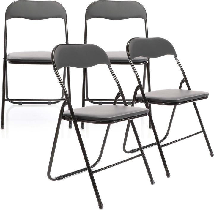 Produktbild Wiltec 4er Set Klappstuhl 46x50x81cm Schwarz klappbar Gartenstuhl 200kg Stahl