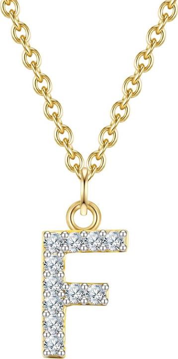 Glanzstücke München Damen Buchstabe F Sterling Silber Zirkonia Gelbgold 45,0 cm Basiskette + 5,0 cm Verlängerung - 32120 (Sterling Silber, 40 - 45 cm)