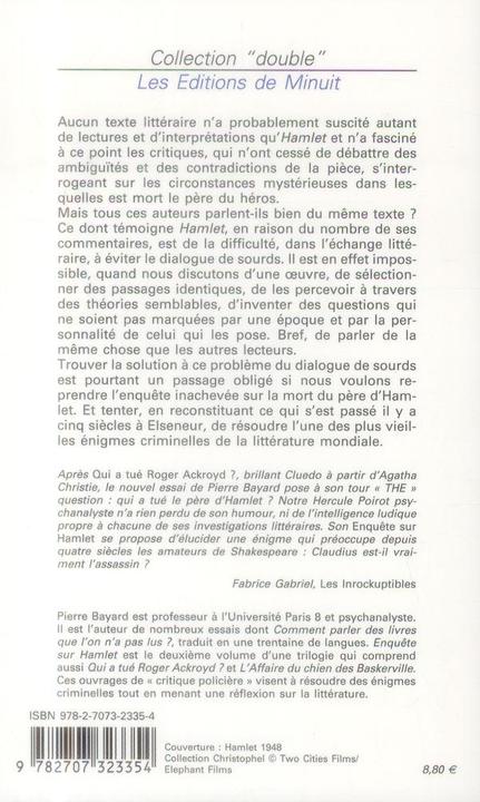Produktbild Enquête sur Hamlet : le dialogue de sourds (Französisch, Bayard Pierre, 2014)