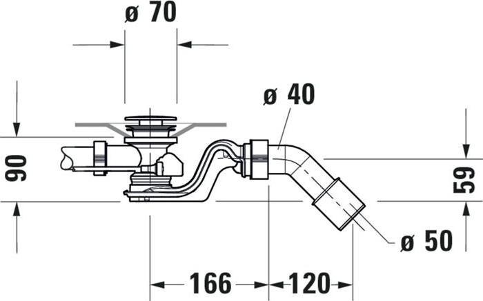 Actual product image Duravit QUADROVAL waste/overflow fitting with bath spout chrome (Overflow set, 1/2")