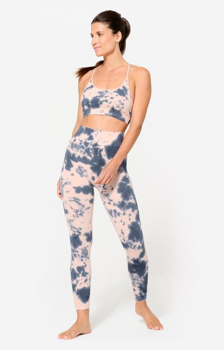 Produktbild Decathlon Sport-Bustier Damen gerippt nahtlos leichter Halt - rosa/blau Print (S)