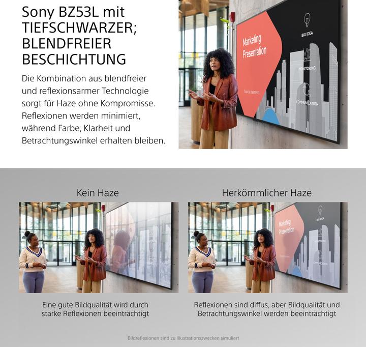 Produktbild Sony 98" Pro LCD 780nit Haze w/5yr PS (3840 x 2160 Pixel, 98")