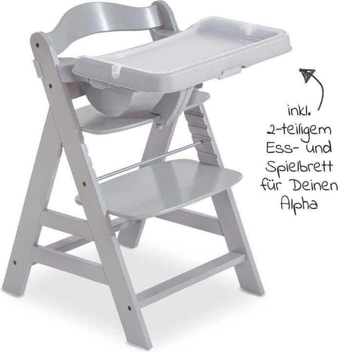 Produktbild Hauck Hochstühle Hochstuhl Alpha Plus Grau im Sparset inkl. Sitzkissen (Hochstuhl)
