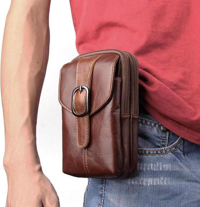 Image du produit Cover-Discount Universel - Sacoche ceinture double zip marron
