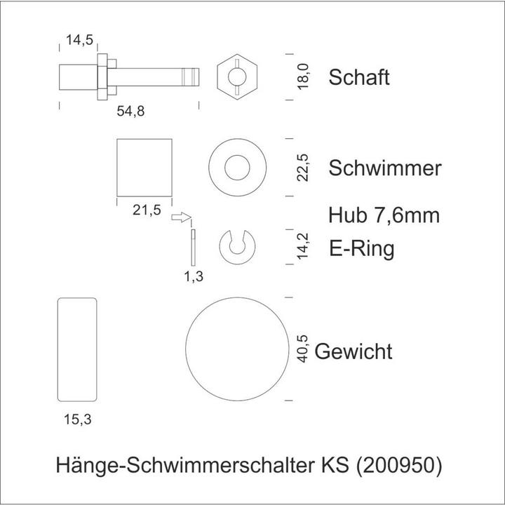Actual product image Schabus Suspended float switch plastic