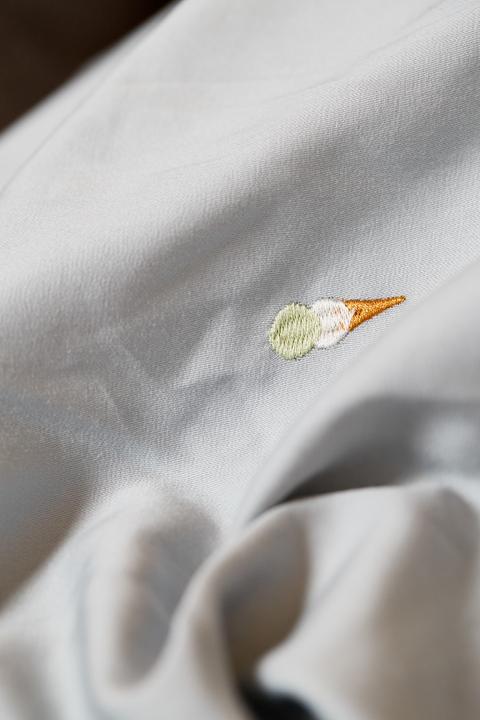 Actual product image Filibabba Baby Bedlinen – Embroidered Cool Summer Design – Pearl Blue (70 x 100 cm, 40 x 45 cm)