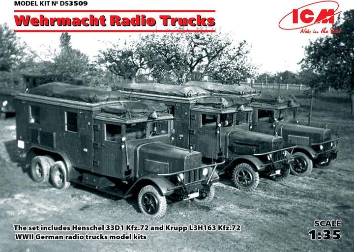 Actual product image ICM Wehrmacht Radio Trucks(Henschel 33D1 Kfz.72, Krupp L3H163 Kfz.72)