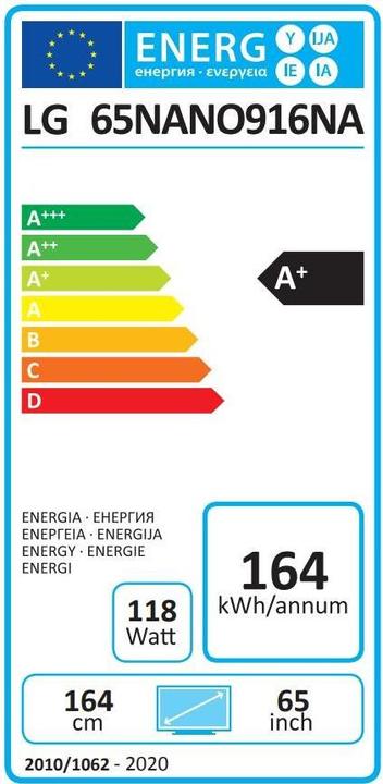 Energie-Label LG 65NANO916PA (65", Nano-Cell, 4K, 2020)