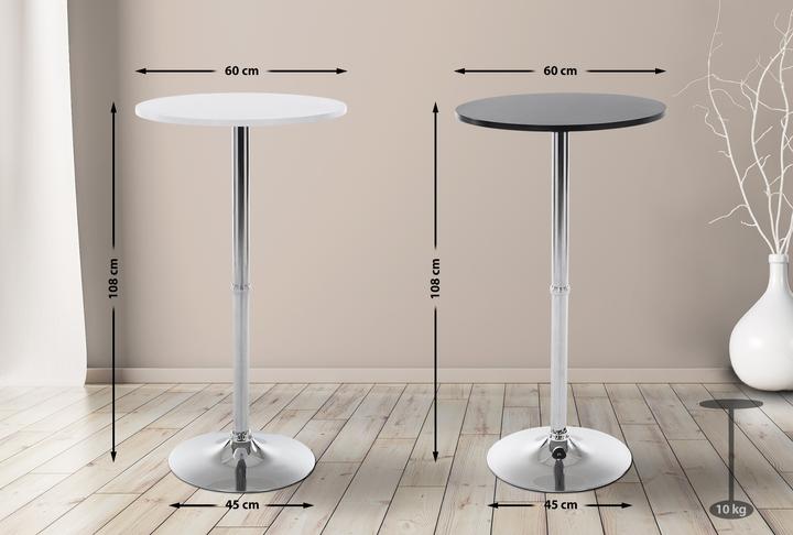 Immagine prodotto CLP Tavolo da bar rotondo, bianco (60 x 60 x 108 cm)