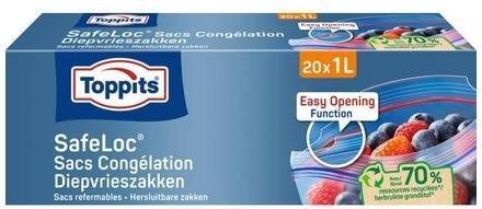 Actual product image Toppits Safeloc Zipper Freezer Bag 1 litre 20 (20 x)