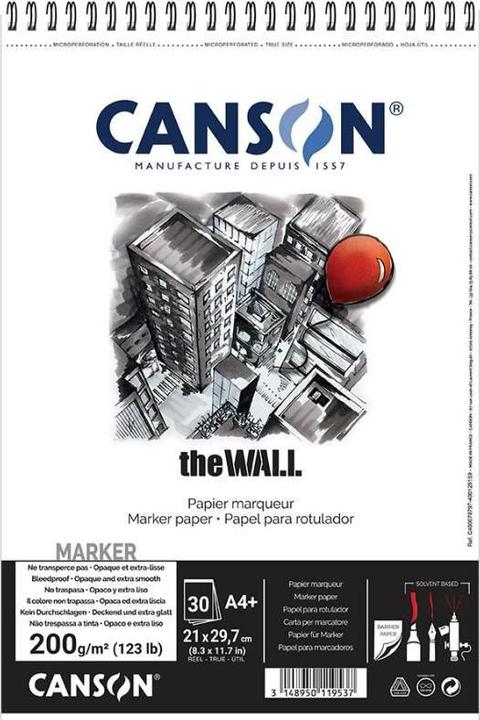 Image du produit Canson Bloc de papier à dessin en spirale "The WALL", A3, 200 g/qm (A3+)