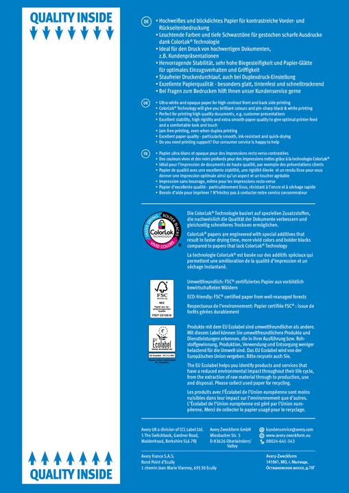 Actual product image Avery Inkjet paper (100 g/m², 500 x, A4)