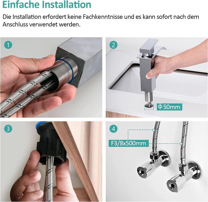 Produktbild Emke Waschtischarmatur Wasserfall, Wasserhahn Bad, Mischbatterie Waschbecken Wassersparend, Chrom