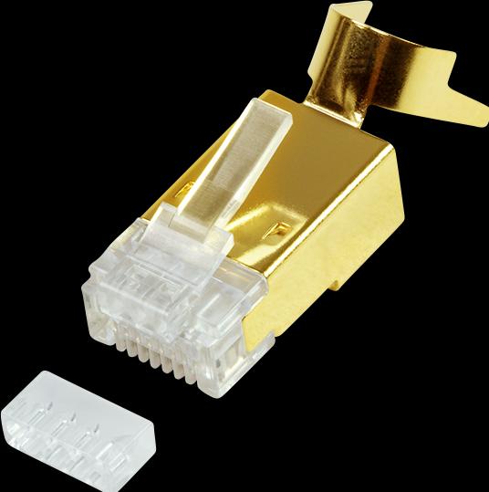 Produktbild LogiLink RJ45 Steckverbinder, Kat.6A/Kat.7/Kat.7A/Kat.8.1 geschirmt, vergoldetes Messingehäuse, vergoldete Ko (Netzwerkkabel Stecker)