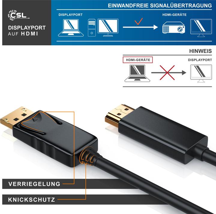 Actual product image CSL DisplayPort - HDMI (Type A) (2 m, DisplayPort, HDMI)