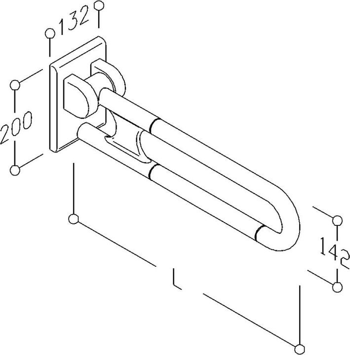 Actual product image Normbau Folding support handle Nylon Care 600mm, white