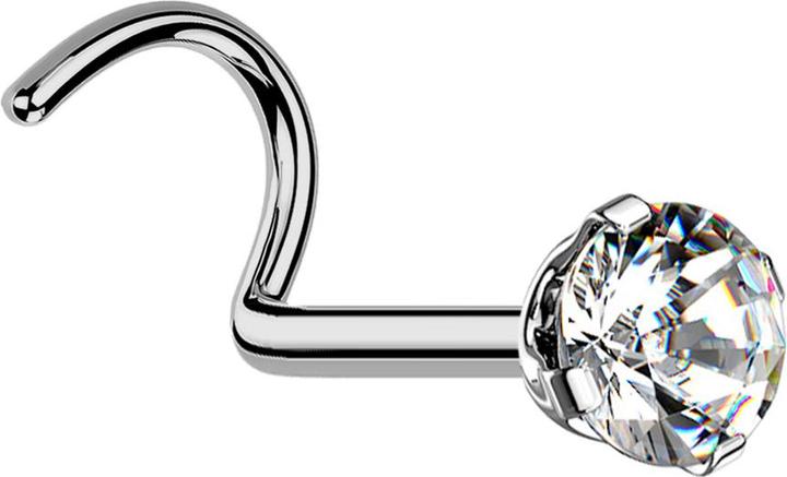 Produktbild Star Piercing Nasenstecker gebogen silber runder Kristall silber gefasst (ohne Messing, Titan G23)