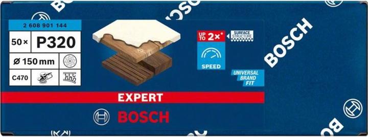 Immagine prodotto Bosch Professional Zubehör Expert C470 Carta vetrata multiforo per levigatrice rotorbitale, 150 mm, G 320, 50 pz. (320)