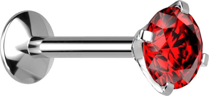 Actual product image Star Piercing Micro internal thread labret UFO silver with crystal red set (without brass, Titanium G23)