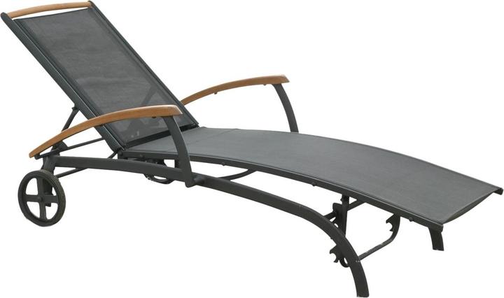 Actual product image Brafab Andy garden lounger with armrests aluminium/textile/teak (188 cm)
