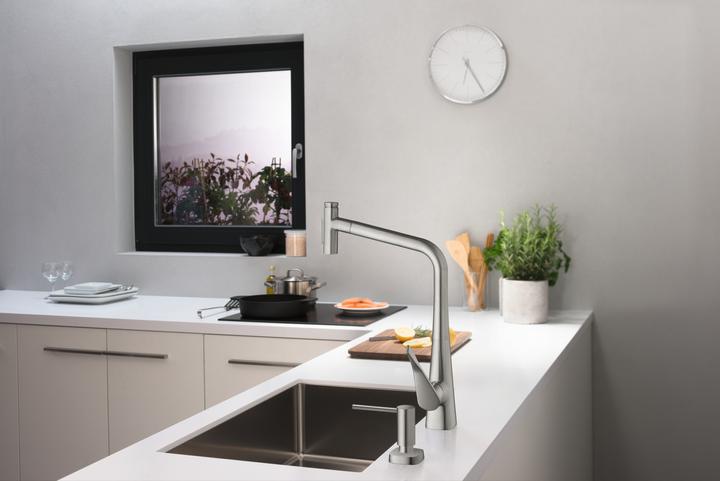 Produktbild hansgrohe METRIS SELECT Spültischmischer 320, 5, mit sBox, Ausziehbrause, Edelstahl-Optik