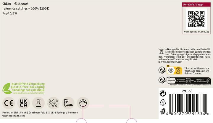 Actual product image Paulmann AGL Zigbee filament (E27, 6 W, 470 lm, 1 x, G)