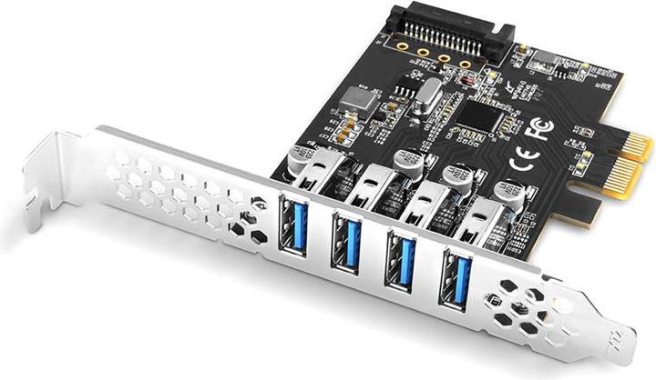 Produktbild Axagon PCEU-43RS PCIe Adapter 4x USB3.0 UASP VIA, 15-pin SATA Stromversorgung
